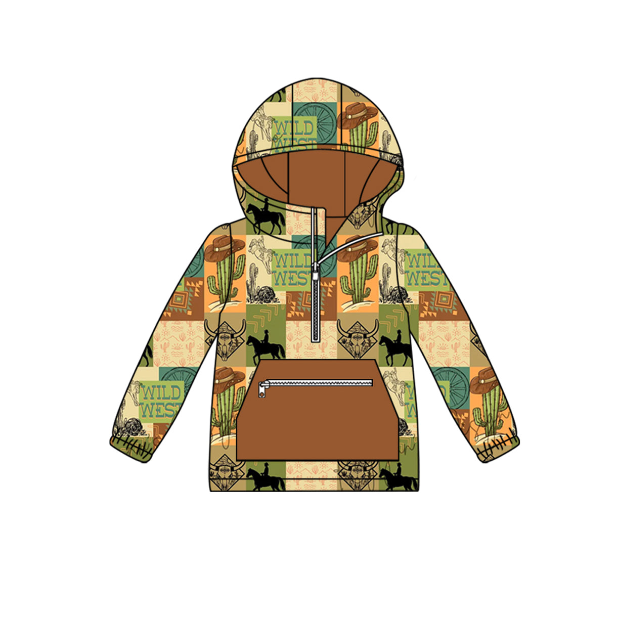 Wild west boys kids long sleeve hoodie top preorder