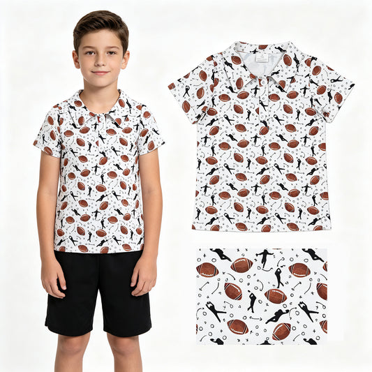 Boy kids short sleeve football polo shirt