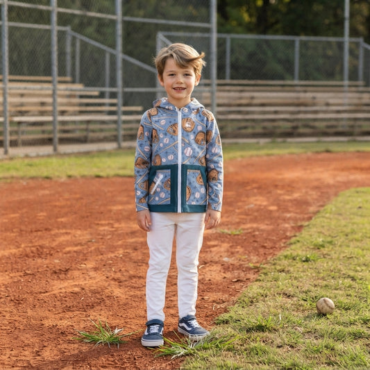 Baby boy baseball design long sleeve hoodie top