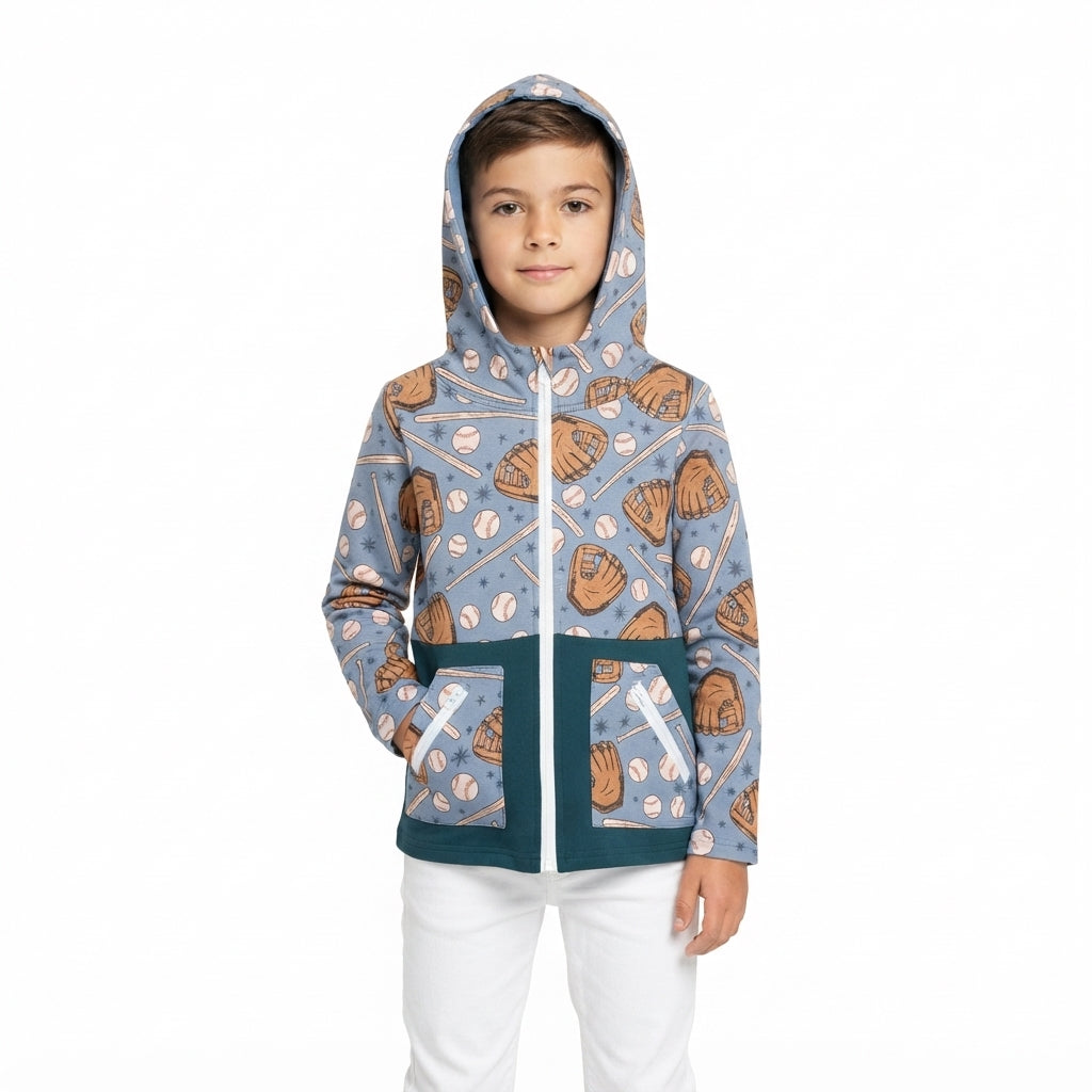 Baby boy baseball design long sleeve hoodie top