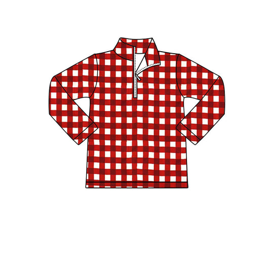 Girls Christmas red plaid long sleeve pullover preorder
