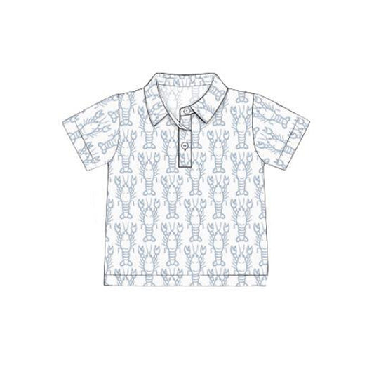 Crawfish design boy short sleeve polo shirt  preorder