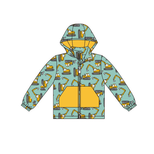 Excavator print boys long sleeve hoodie top preorder