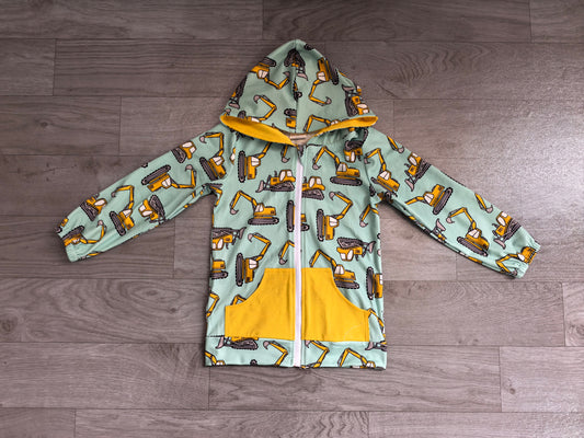 Excavator print boys long sleeve hoodie top preorder