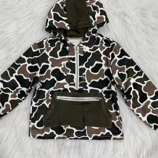Green camo kids boys long sleeve hoodie top preorder