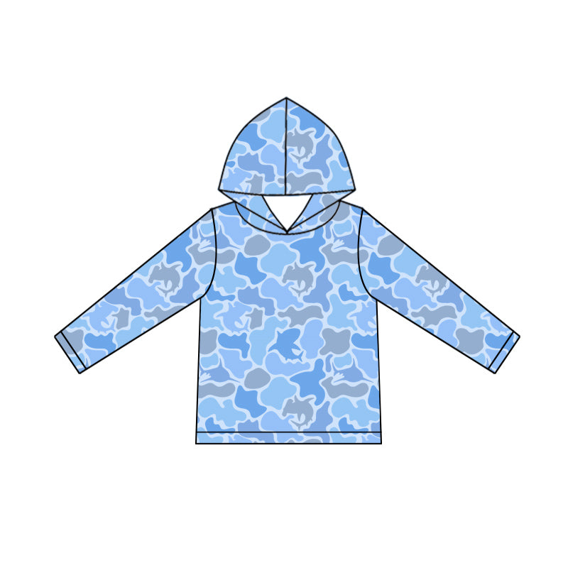 Blue camo boys long sleeve hoodie top preorder