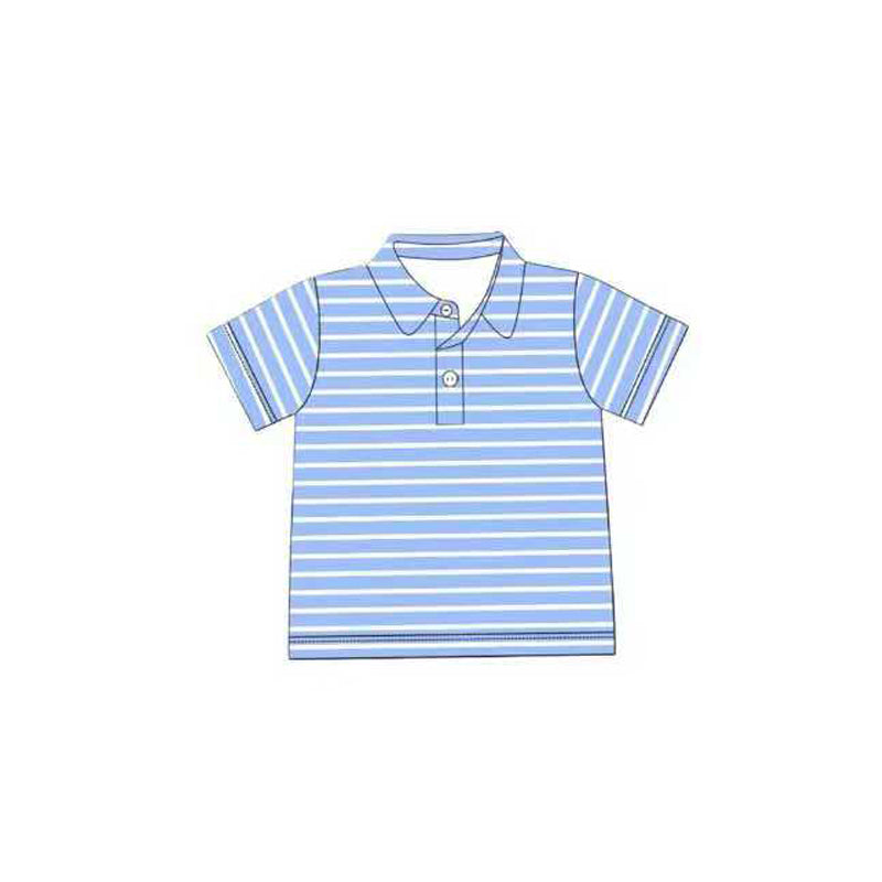 Blue stripes kids short sleeve polo top preorder