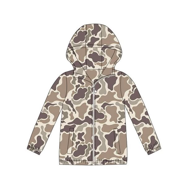 Boy long sleeve khaki camo hoodie top preorder