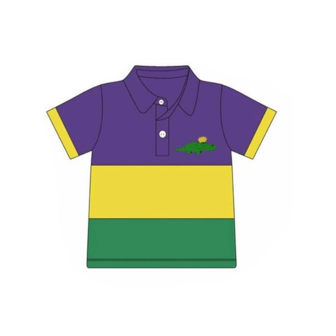 Mardi Gras crocodile baby boy short sleeve shirts preorder