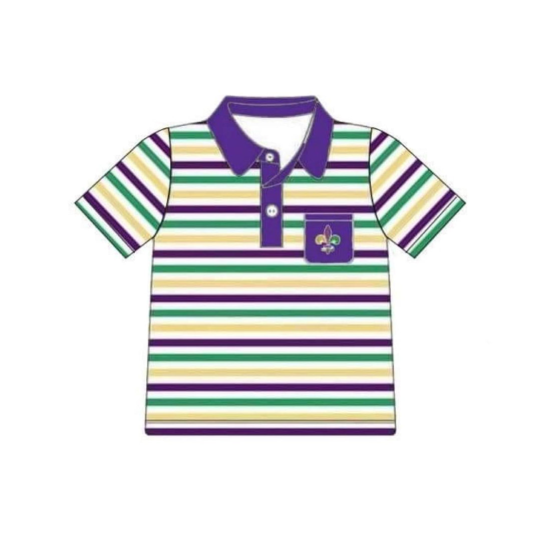 Mardi Gras baby boy short sleeve polo shirts preorder