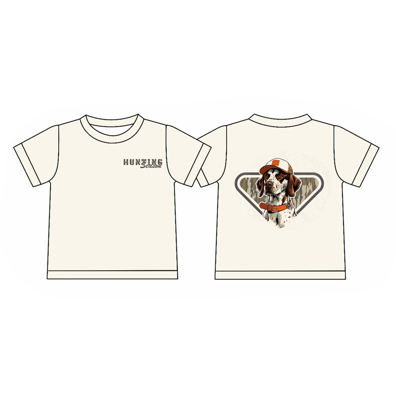 Hunting season dog print kids boy short sleeve top preorder