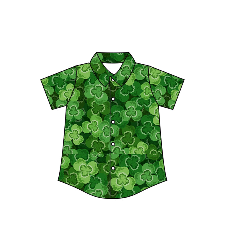 Saint Patrick's Day baby boy button shirt preorder