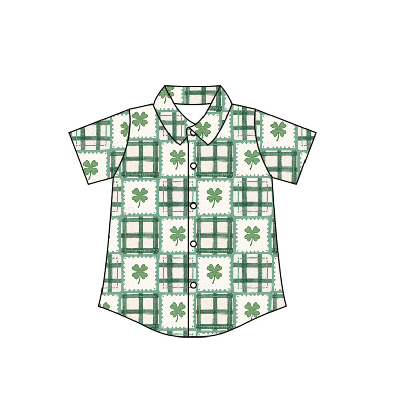 Saint Patrick's Day baby boy button shirt preorder
