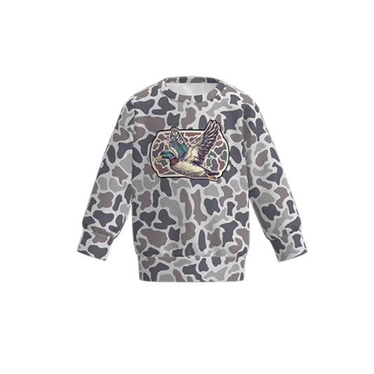 Grey camo kids boy long sleeve top preorder