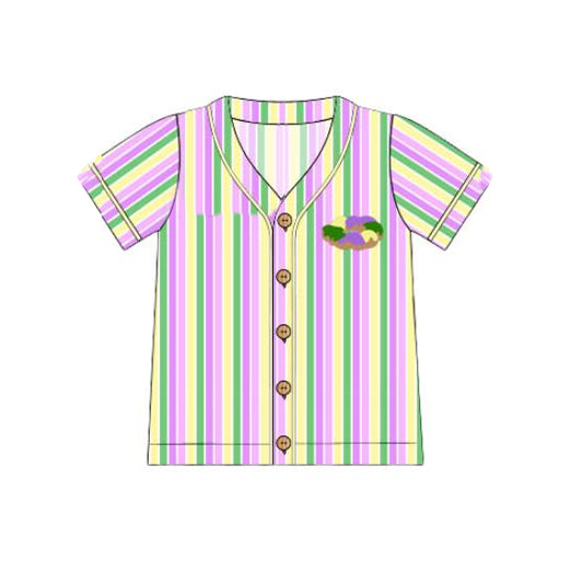 Adult man mardi gras short sleeve button top preorder