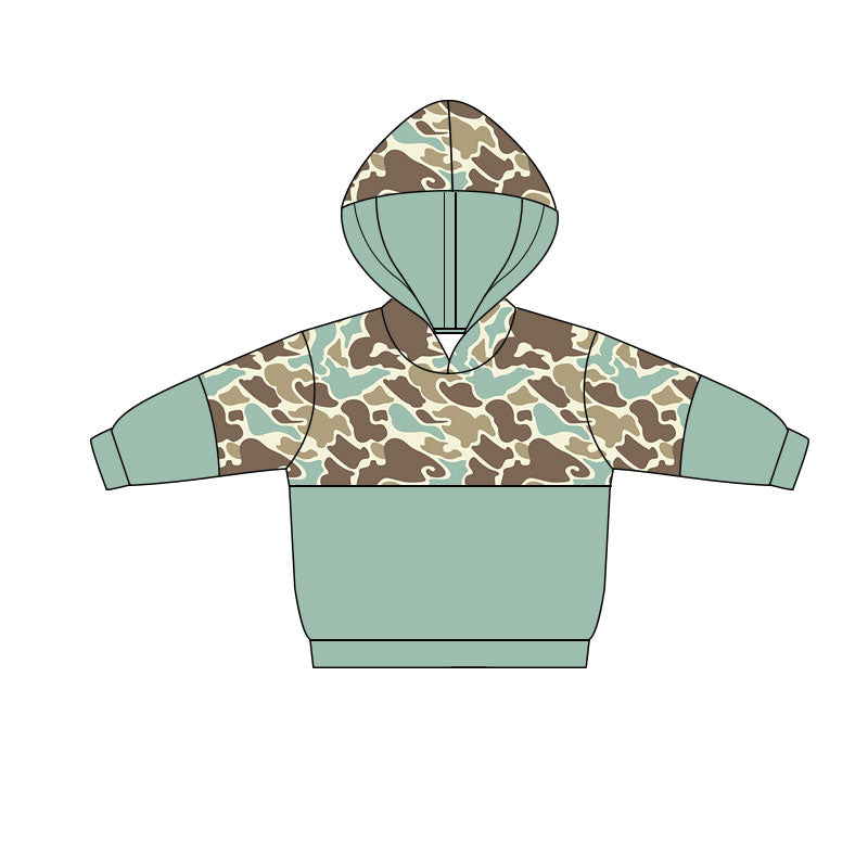 Light brown camo design kids long sleeve hoodie top preorder