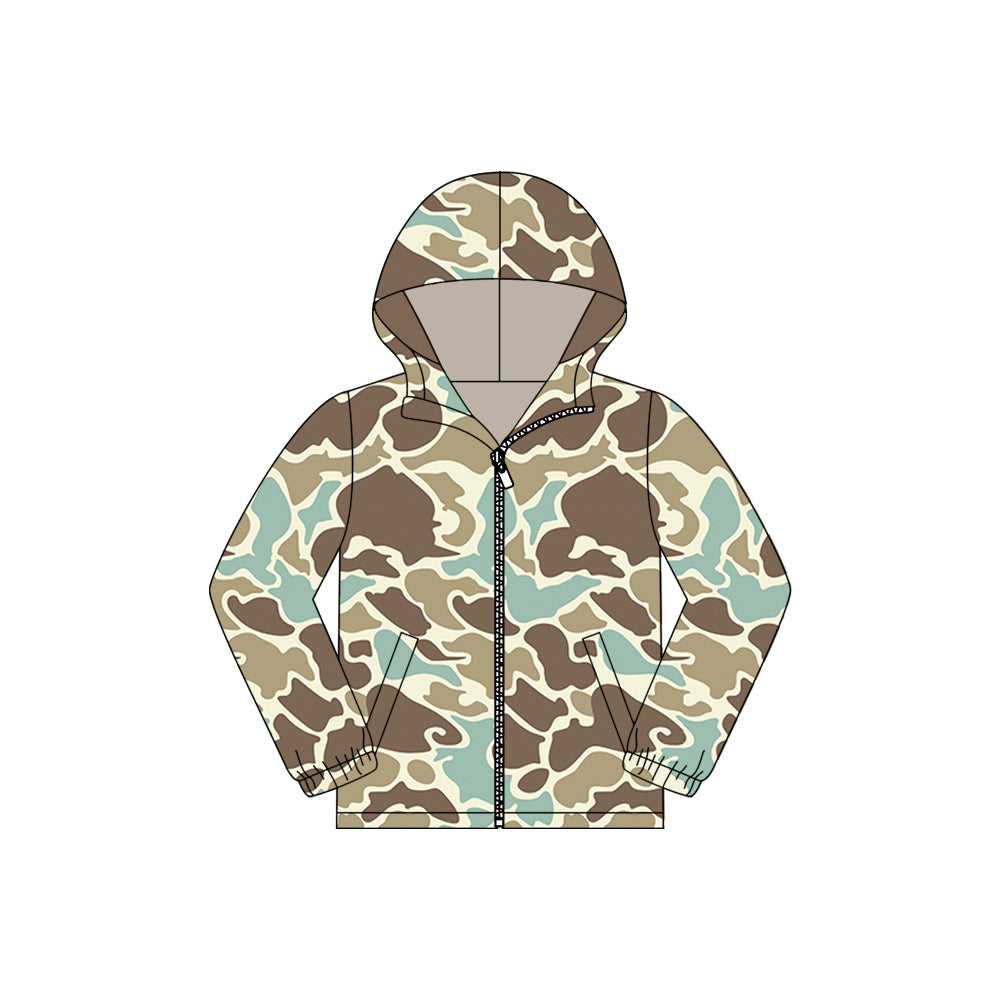 Adult women light green brown camo long sleeve hoodie top preorder