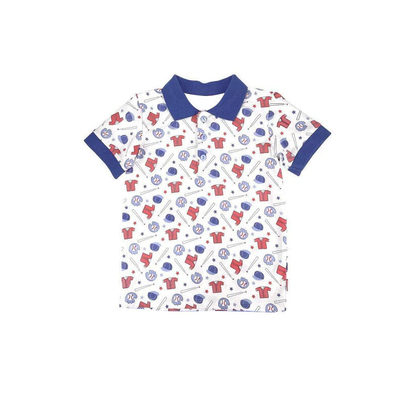Baseball design boy short sleeve pullover top preorder