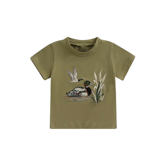 Mallard duck print boy short sleeve top preorder