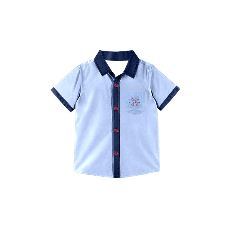 July 4th boy short sleeve button top preorder