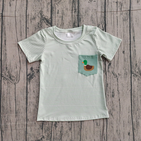 Embroidery Mallard duck print boy short sleeve top preorder