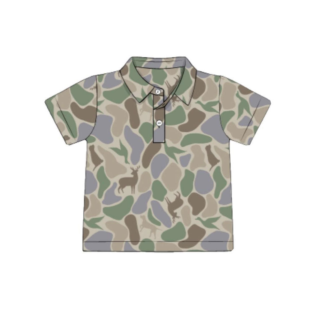 Kids boy green camo short sleeve top preorder