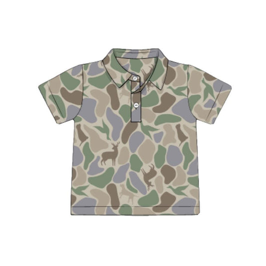 Kids boy green camo short sleeve top preorder