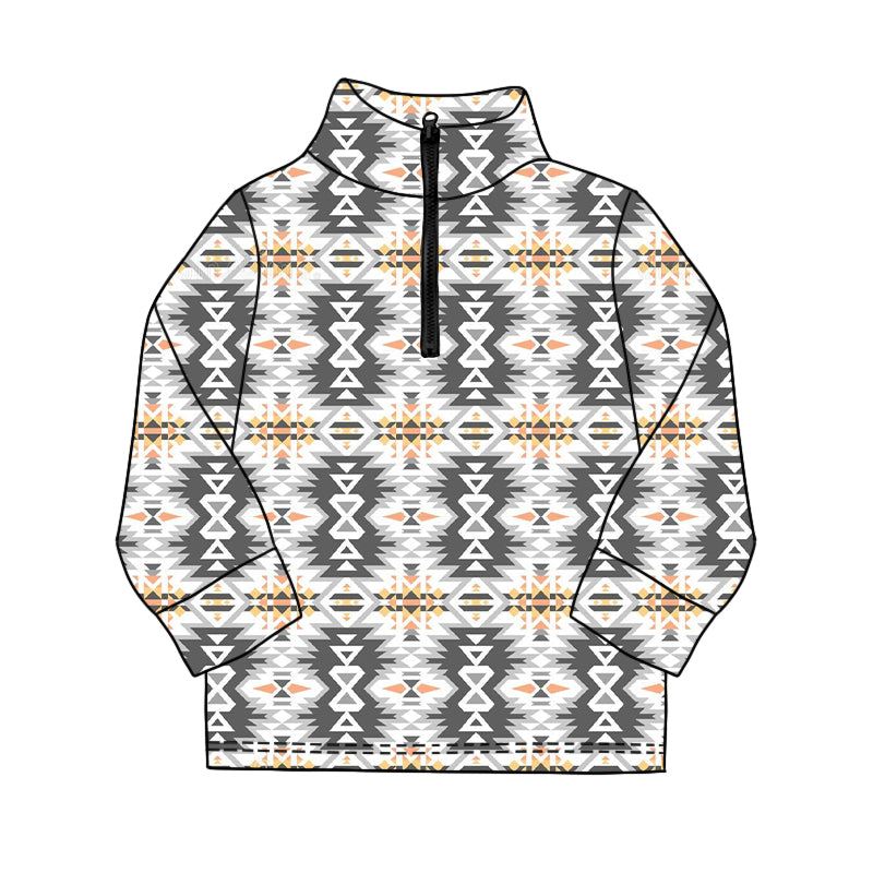 Western aztec kids long sleeve pullover top preorder
