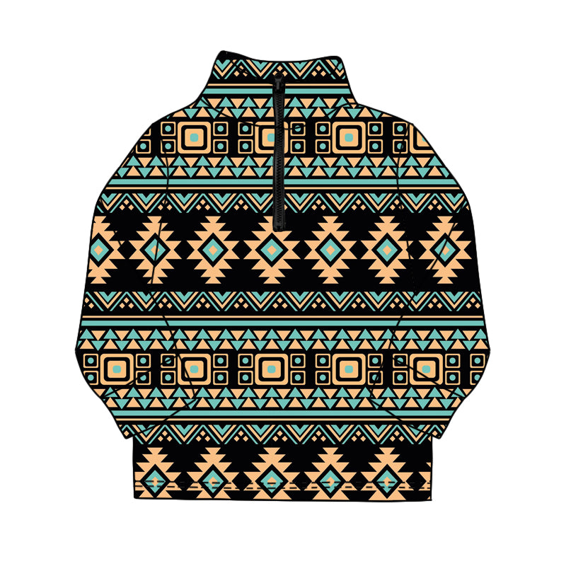 Western aztec kids long sleeve pullover top preorder