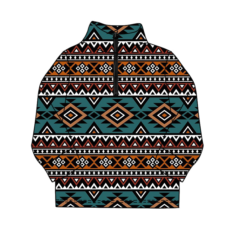 Western aztec kids long sleeve pullover top preorder
