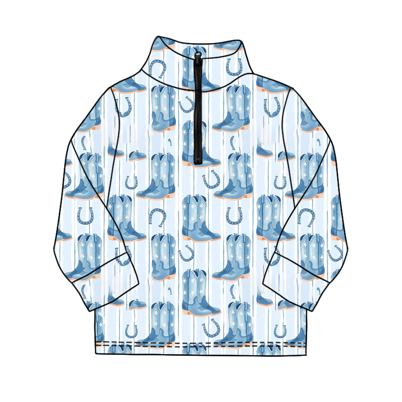 Western cowboy kids long sleeve pullover top preorder