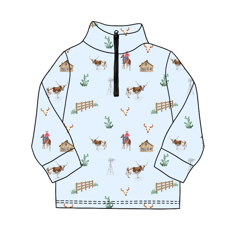 Western cowboy kids long sleeve pullover top preorder