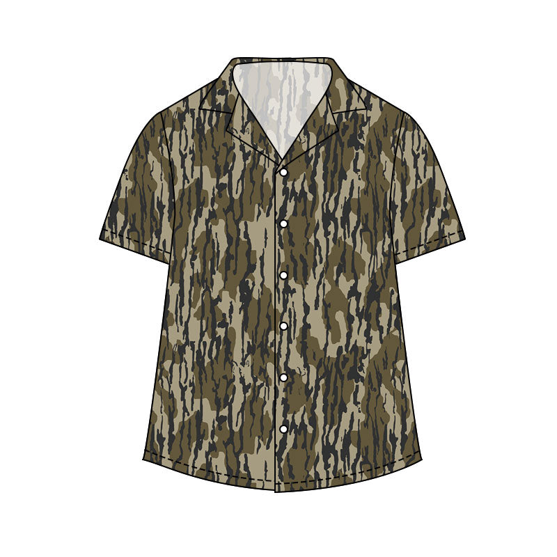 Adult man bottomland print short sleeve button shirt top preorder