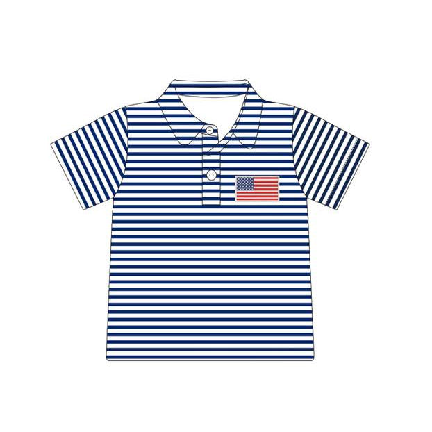 American flag design boys short sleeve polo top preorder