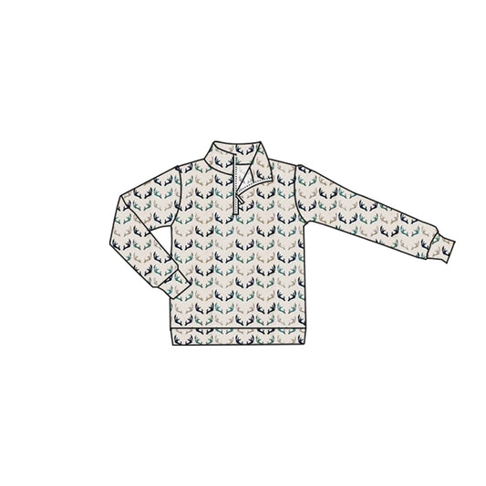 Deer print kids baby boy pullover top preorder