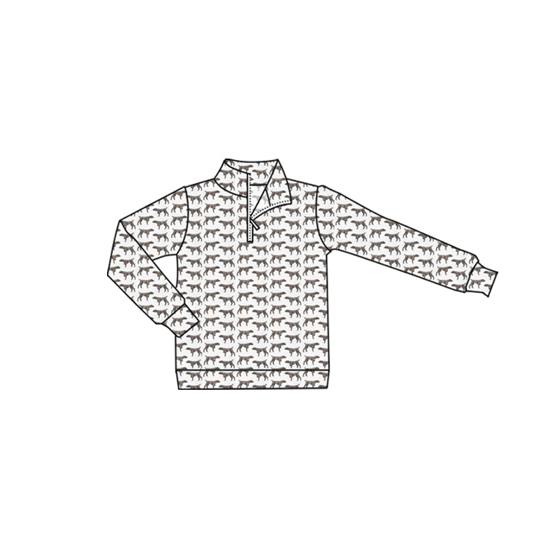 Dog print kids baby boy pullover top preorder