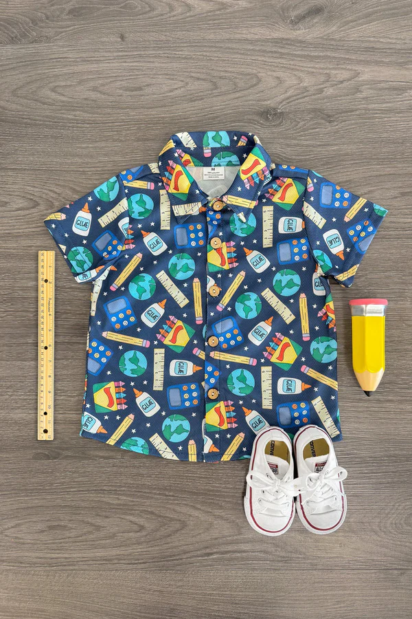 Back to school design boy short sleeve shirt  preorder