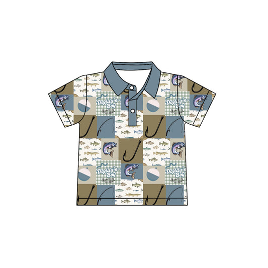 Fishing print boy short sleeve pullover top  preorder