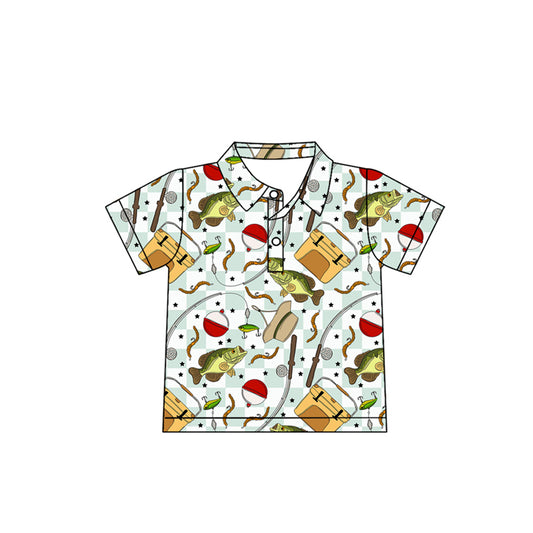 Fishing print boy short sleeve pullover top  preorder
