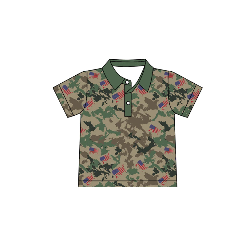 American flage boy short sleeve camo pullover top preorder