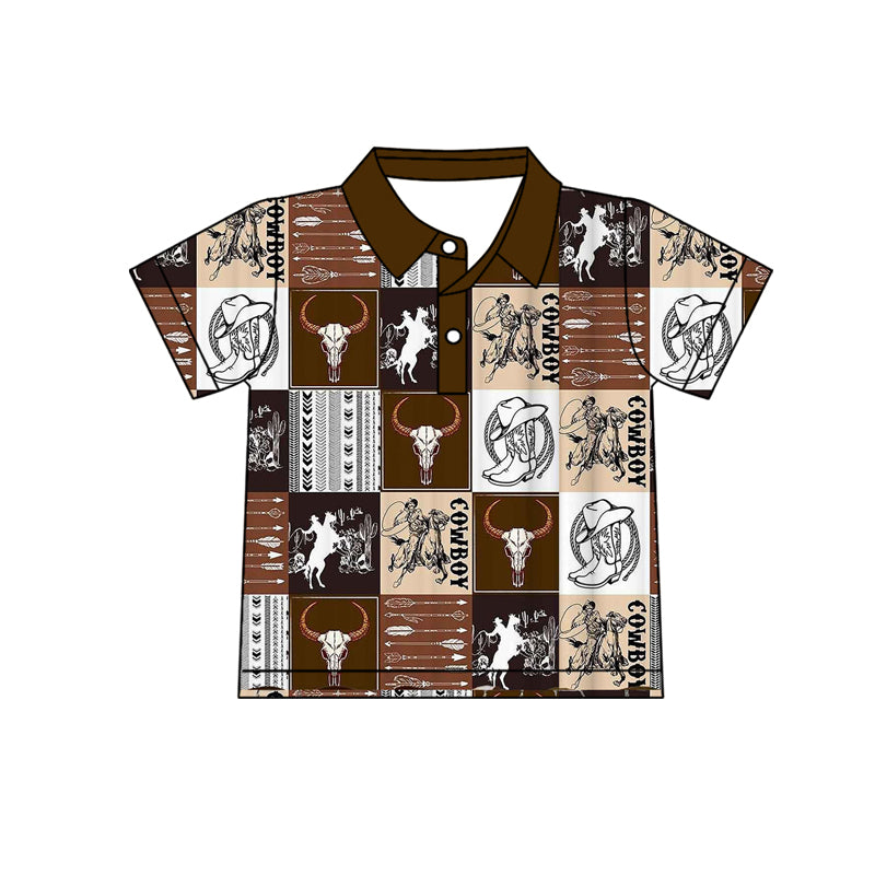 Western cowboy short sleeve camo pullover top preorder