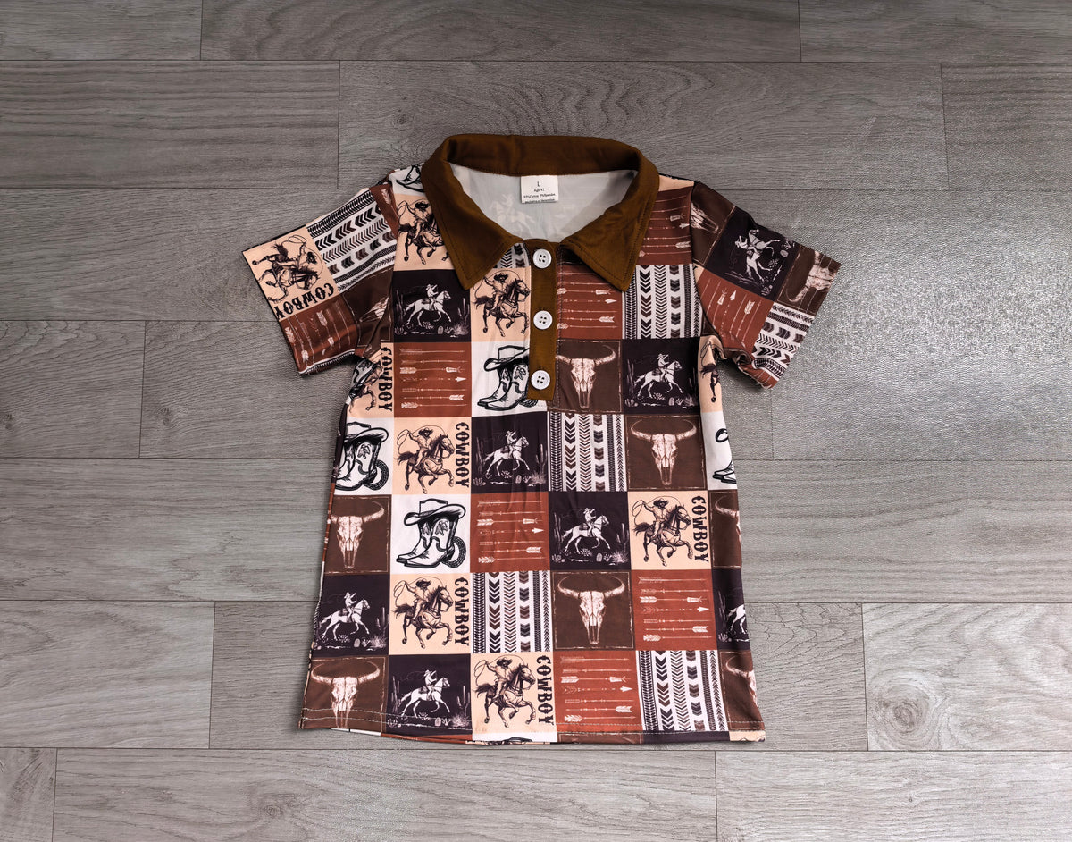 Western cowboy short sleeve camo pullover top preorder