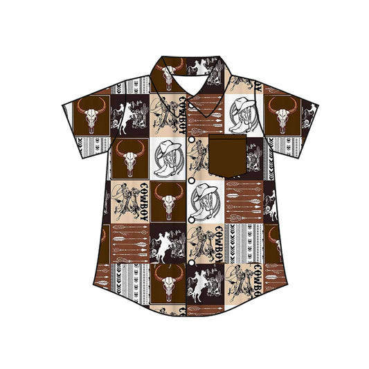 Cowboy western short sleeve button down t-shirt top preorder