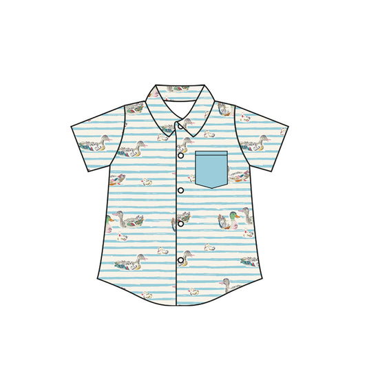 Mallard duck kids short sleeve button down shirt  preorder