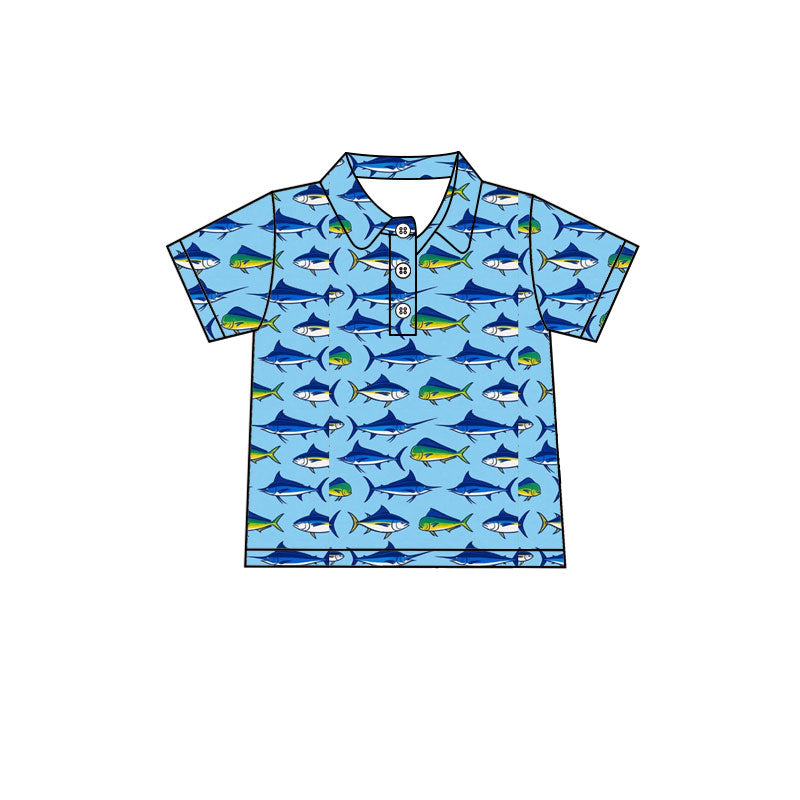 Fishing design western short sleeve pullover top preorder