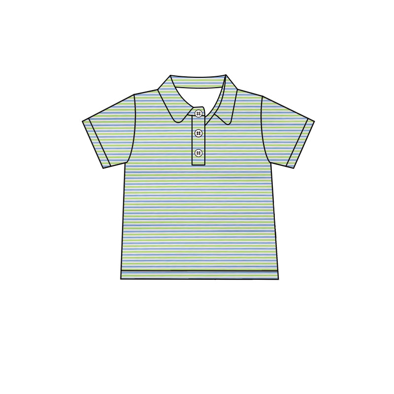 Green stipes short sleeve pullover top preorder