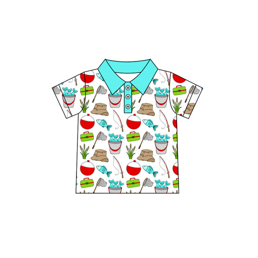 Fishing design kids short sleeve pullover top t-shirt preorder