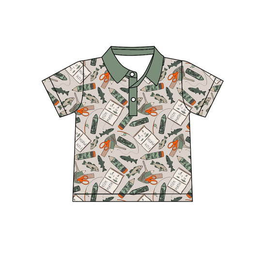 Fishing design kids boy short sleeve pullover top preorder