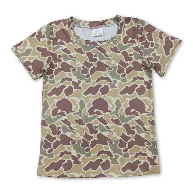 Light grey camo design kids boy short sleeve top