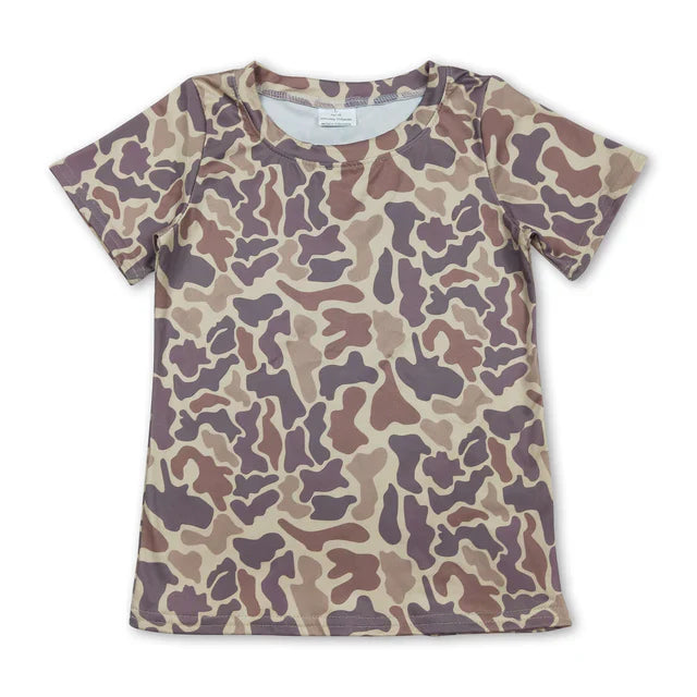 Light grey camo design kids boy short sleeve top